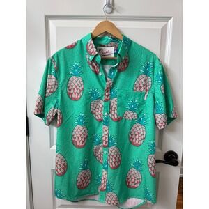 Chubbies Mens Sz Large Pineapple Print Short‎ Sleeve Button Down Shirt Quick Dry